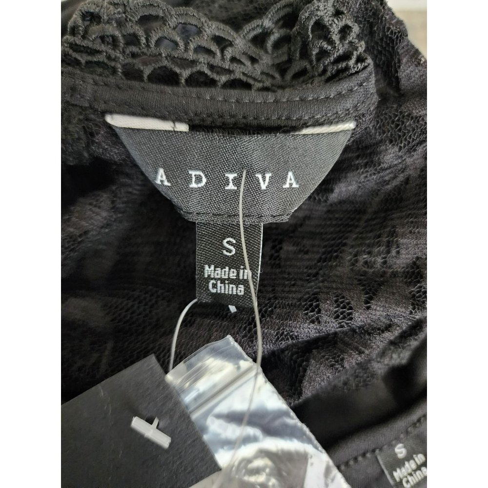 Adiva Women's Black Lace Long Sleeve Blouse Size Small New With Tags - Picture 7 of 13